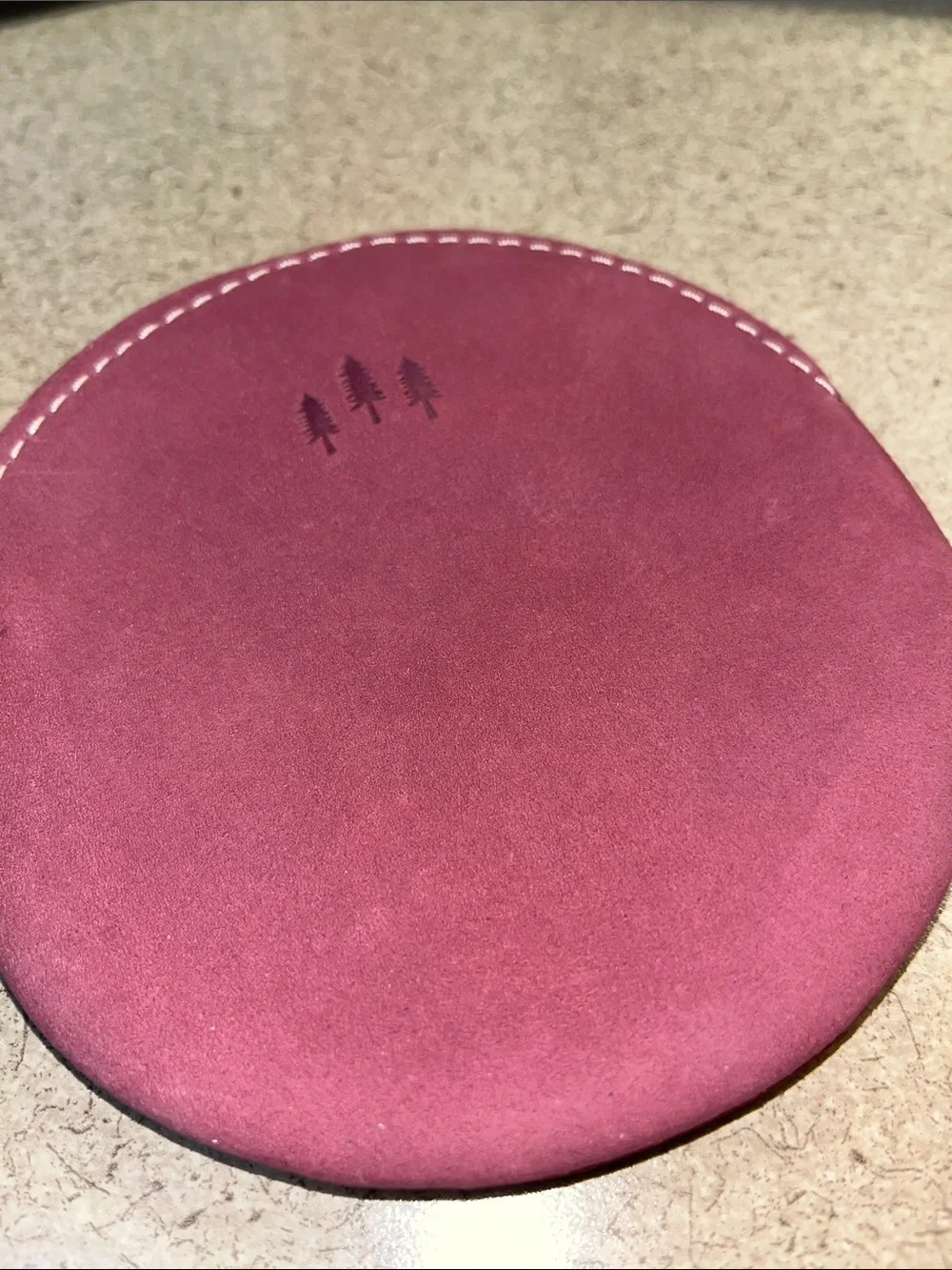 Portland Leather Round foxglove Coin Pouch with Tree Embossing - Picture 2 of 5
